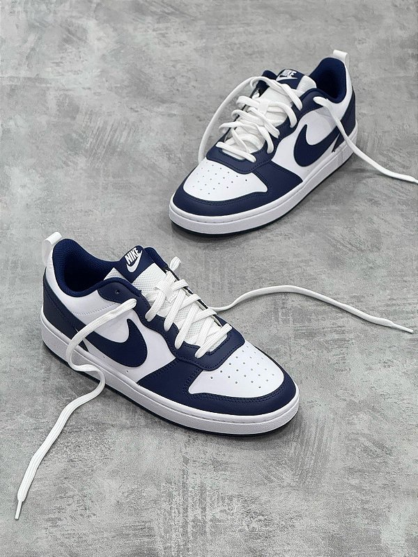 Tênis Nike Court Borough Low Branco + Azul marinho