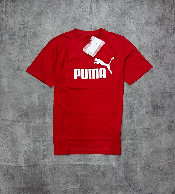 Camiseta Puma Essentials Logo Tee- Vermelho