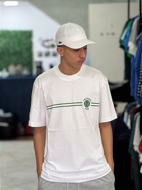 CAMISETA LACOSTE PARIS- BRANCA/VERDE