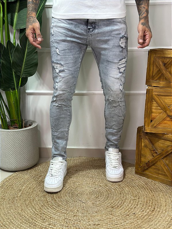 Calça Jeans Lipse Cinza Esfumaçada 0242
