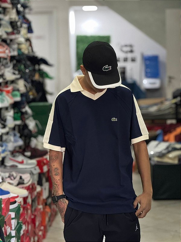 Polo Lacoste Classic Fit Piquet - Azul marinho