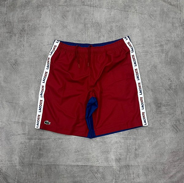 Bermuda lacoste sport letreito azul+vermelho
