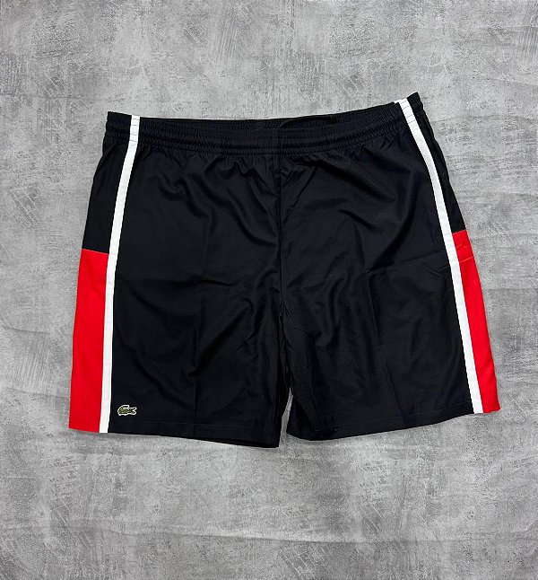 Bermuda Lacoste Sport - Preto + Vermelho