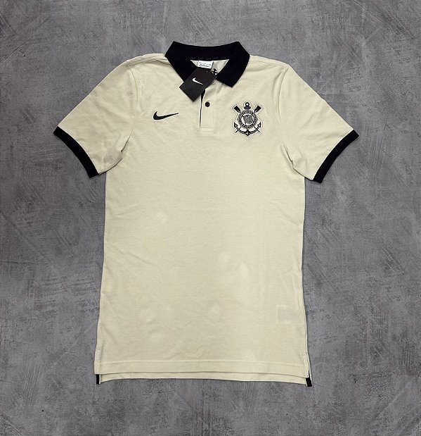 Camisa Polo Nike Sportswear Corinthians Masculina- Bege
