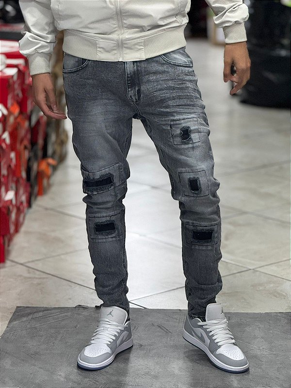 CALÇA JEANS CINZA MARMORIZADO CITY DENIM- 0122