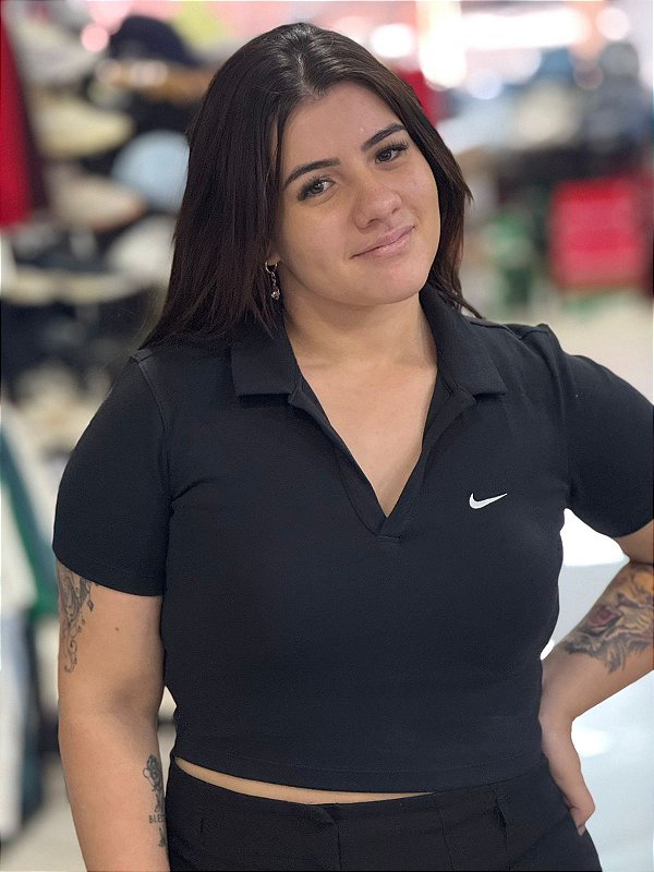 Cropped Nike Polo Essential Feminina - Preto