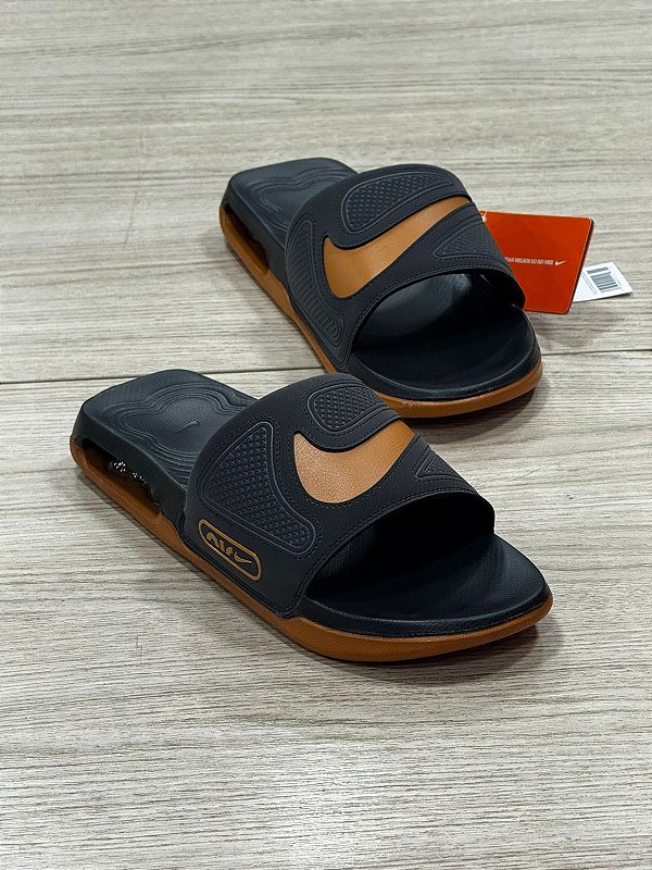 Chinelo slide nike cirro- preto+laranja