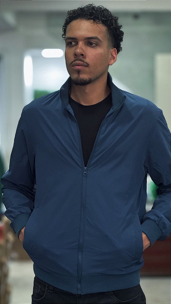 Jaqueta bomber marfino - azul