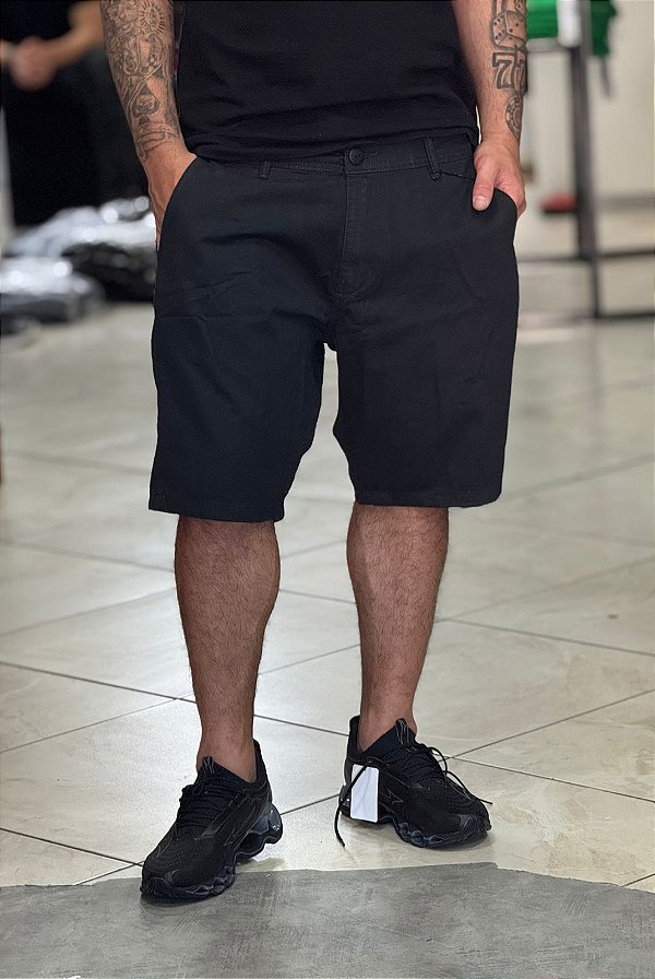 BERMUDA ALFAIATARIA PRETA CITY DENIM- 00221