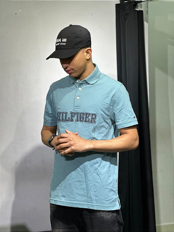 POLO TOMMY HILFIGER  AZUL CIANO - REGULAR FIT
