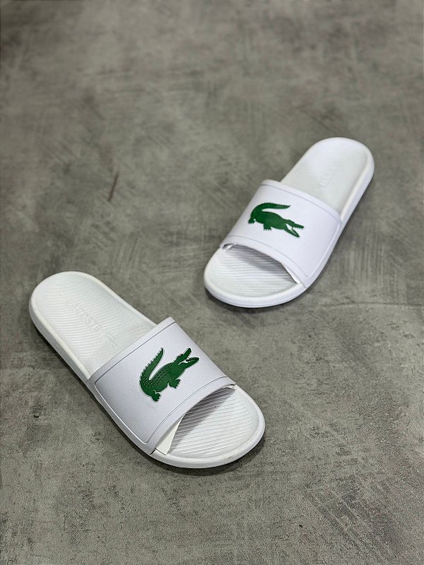 SLIDE LACOSTE CROCO-BRANCO + VERDE