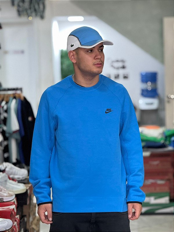 Moletom Gola careca Tech Fleece Crewneck Sweatshirt Blue Mens