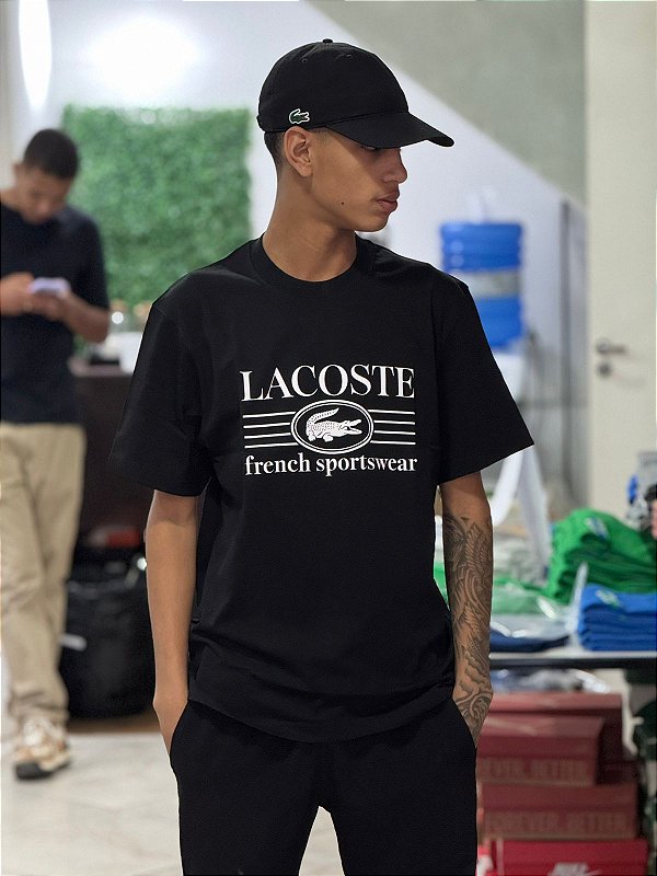 CAMISETA LACOSTE FRENCH SPORTSWEAR- PRETA
