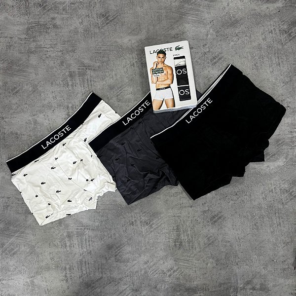 KIT CUECA LACOSTE COTTON STRECH 3 CAMPANAS