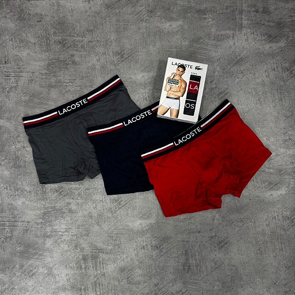 KIT CUECA COTTON STRECH BLUE/GREY/RED