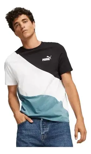 Camiseta PUMA POWER Cat Masculina - Branco + azul 673380-48