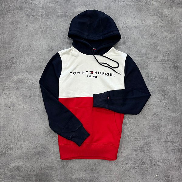 Moletom tommy colorblock - Azul+branco