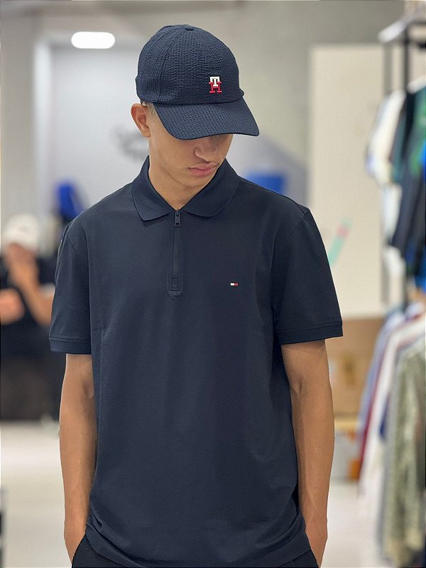 POLO TOMMY HILFIGER PIQUE-PERFORMANCE-AZUL MARINHO