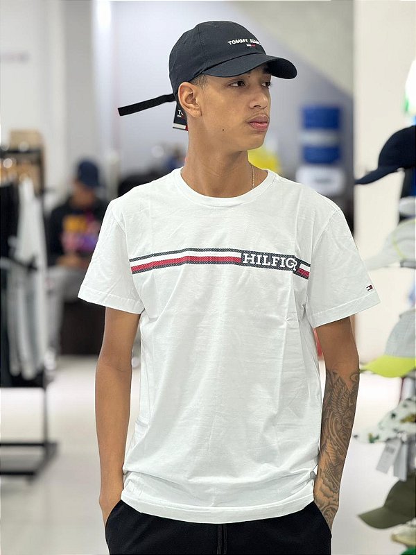CAMISETA TOMMY HILFIGER-FAIXA BRANCA