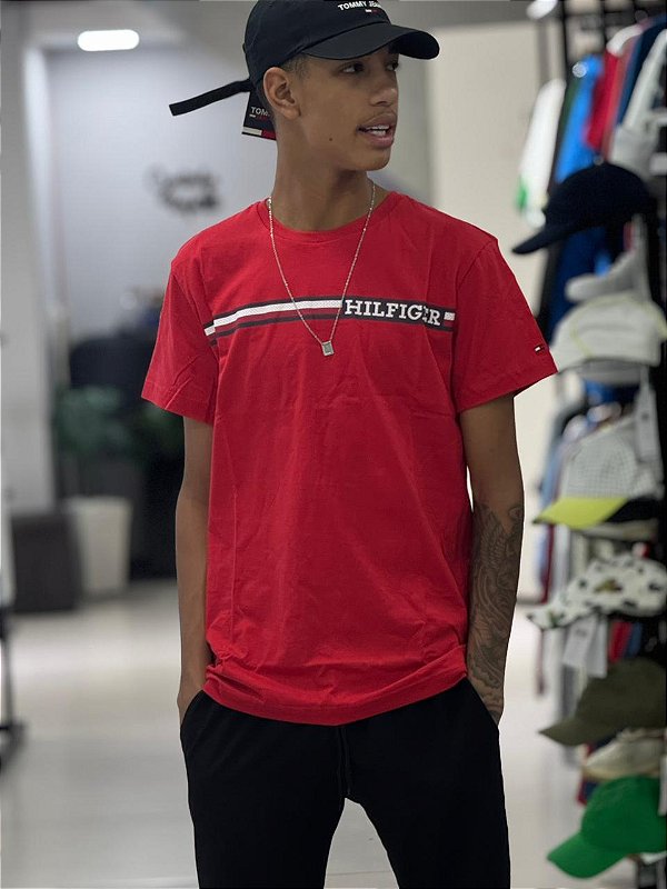 CAMISETA TOMMY HILFIGER FAIXA-VERMELHA