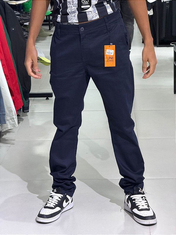 CALÇA SARJA AZUL MARINHO-UNI JEANS