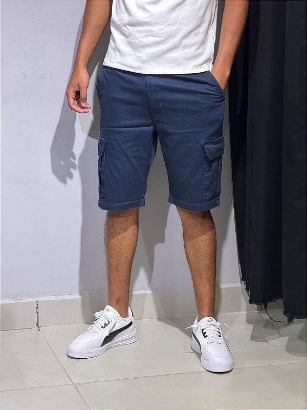 BERMUDA CARGO UNI-JEANS AZUL MARINHO