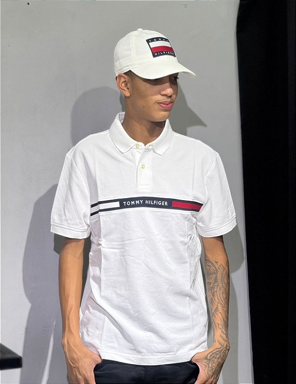 POLO TOMMY HILFIGER-FAIXA BRANCA