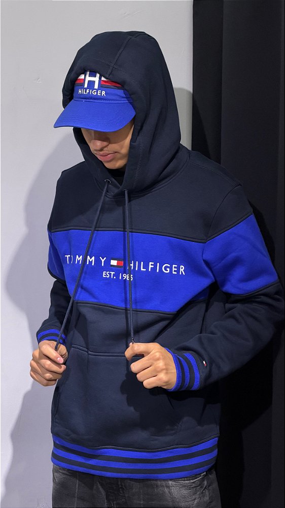 Moletom tommy hilfiger faixa royal + marinho