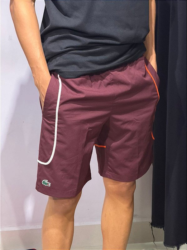 BERMUDA LACOSTE SPORT COLOR BLOCK- VINHO