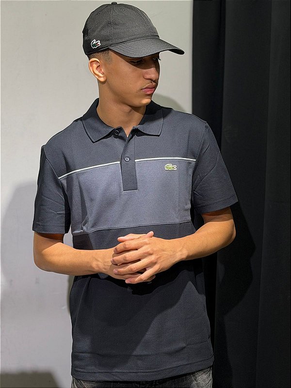 POLO LACOSTE PRETA/ CHUMBO- PH0895-23-4CI