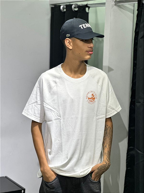Camiseta lacoste ''Miame open '' Branco laranja - TH0423-23-70V