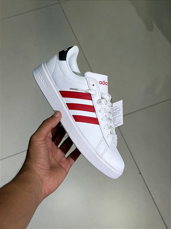 Adidas grand court 2.0 BRANCO + vermelho- FZ6363