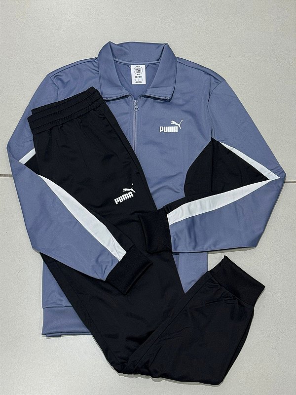 CONJUNTO PUMA ESS BLOCK POLY SUIT- LILÁS E PRETO