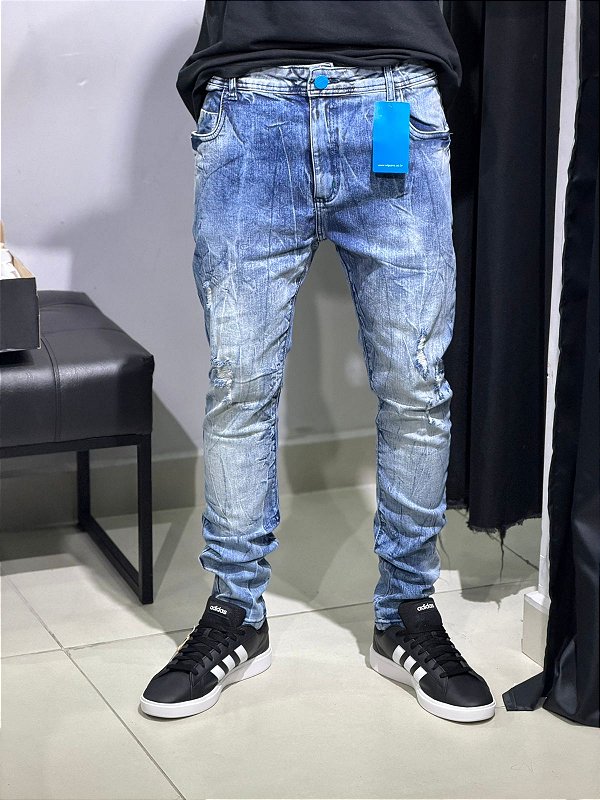 Calça jeans jogador azul claro