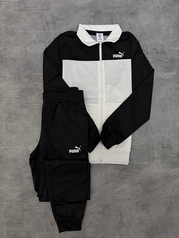 CONJUNTO PUMA COLORBLOCK- BRANCO E PRETO