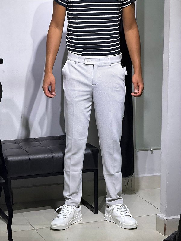 Calça alfaitaria cinza malha