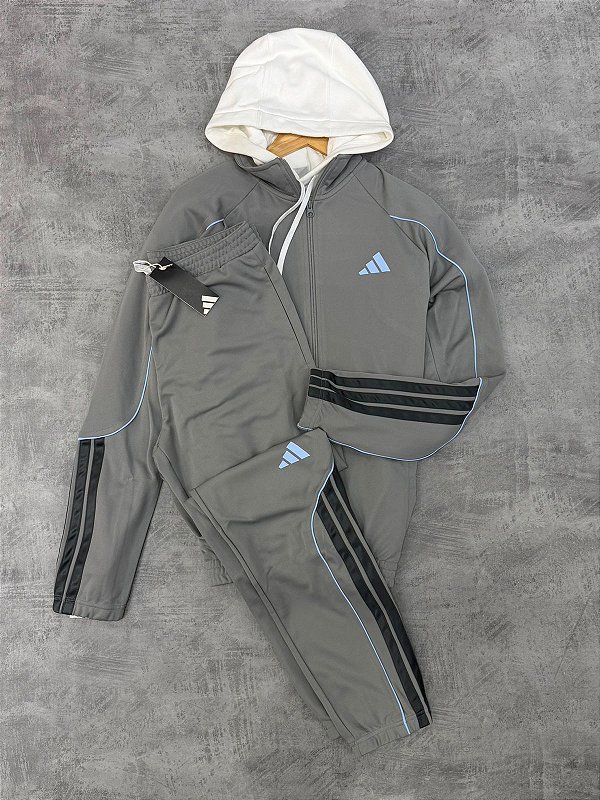 Conjunto adidas cinza + azul - KB6213