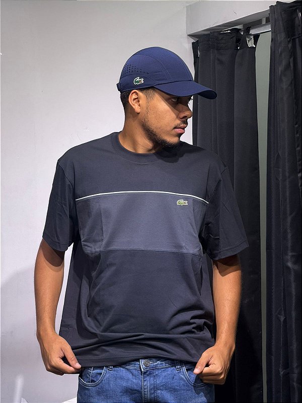 Camiseta lacoste grafite faixa - TH0896-23-4CL