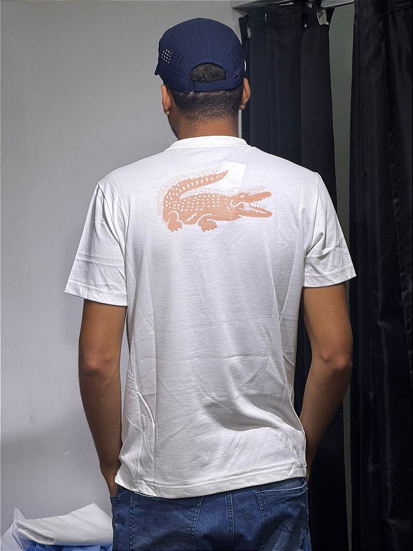 Camiseta lacoste sport branco + laranja - TH0003-23-49T