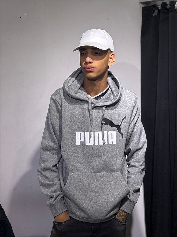 BLUSAO  PUma  ESS 2 COLOR NO 1 LOGO HOODIE FL MEDIUM GRAY HEATHER