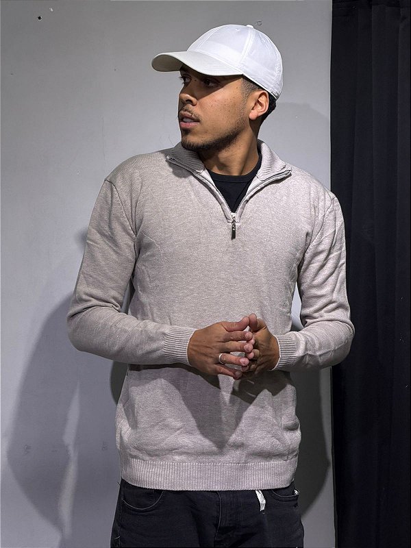 SUETER 1/4 ZIP - Bege claro