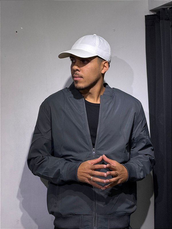 Jaqueta Bomber Nylon padrão Zara - chumbo