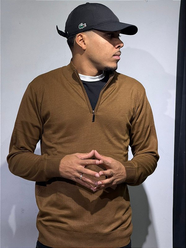 Sueter Half zip marrom chocolate (FINO)