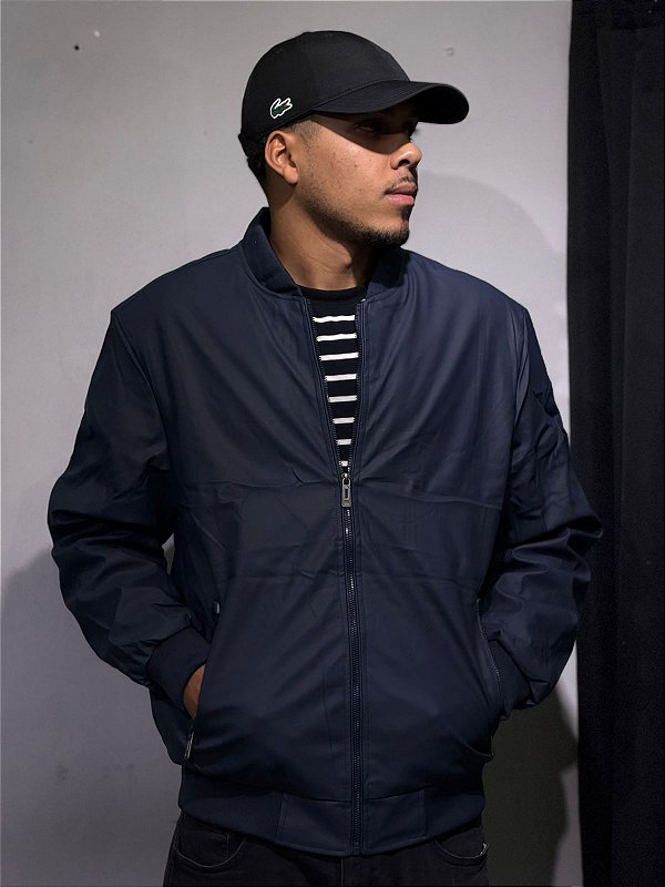 JAQUETA DE COURO PADRAO ZARA (AZUL MARINHO)
