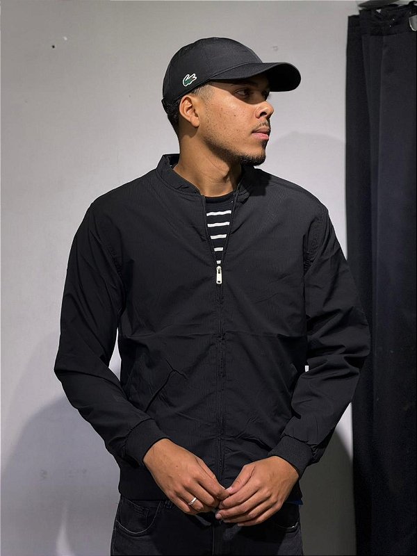 Jaqueta Bomber Nylon padrão Zara - Preto