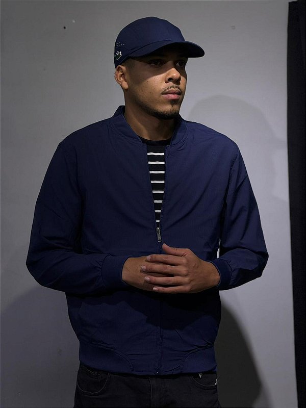 Jaqueta Bomber Nylon padrão Zara - Azul marinho