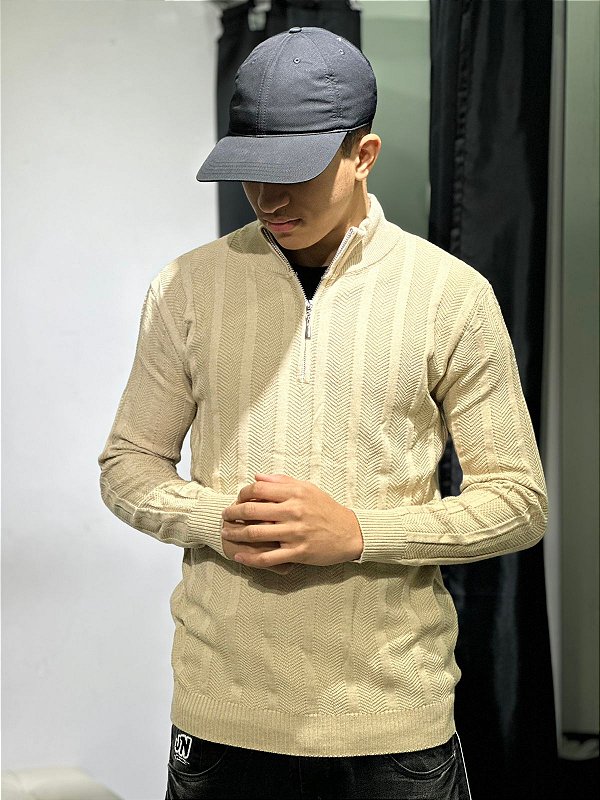 Half zip Malha Italiana (BEGE)
