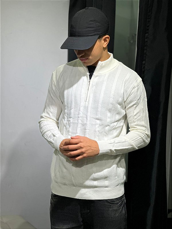 Half zip Malha Italiana (OFF WHITE)