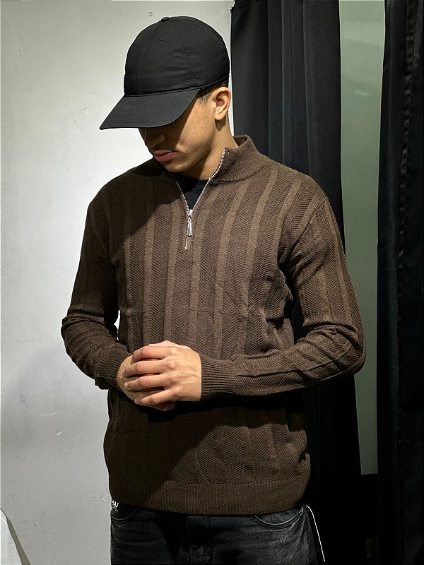 Half zip Malha Italiana (MARROM)