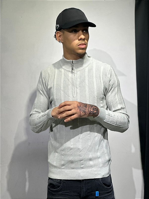 Half zip Malha Italiana (CINZA GELO)